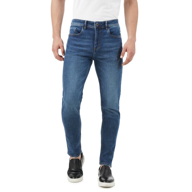 inkd جينز رجالي ضيق - متوسط الارتفاع | مزيج القطن | غرزة التباين | قماش قابل للتمدد | تصميم كلاسيك 5 بوكت - Image 1